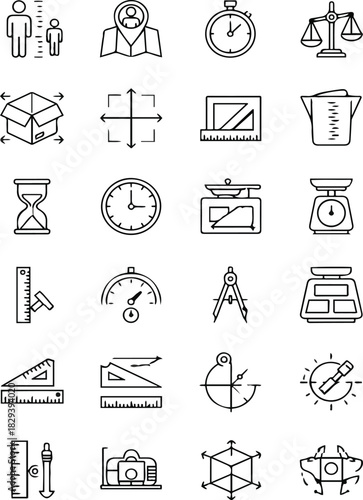 Collection of Measurement and Scale Icons ruler measuring tape