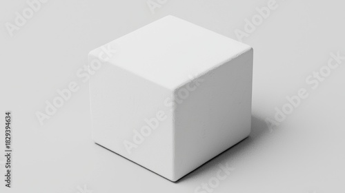 A white cube with a smooth surface and a slight indentation on one side.