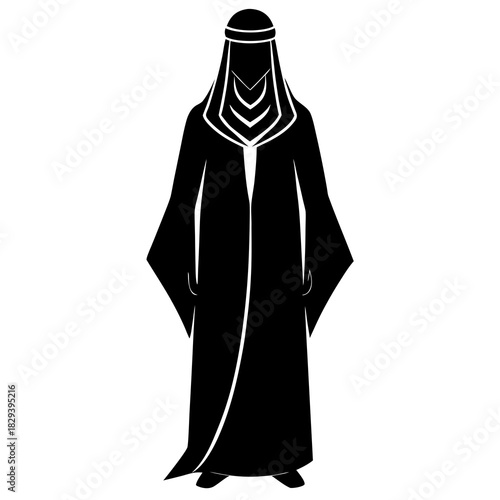 Arab Man in Thobe Silhouette Vector