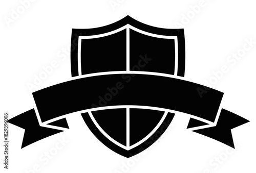 Blank Shield Emblem with Ribbon Banner – Vintage Badge Vector Template