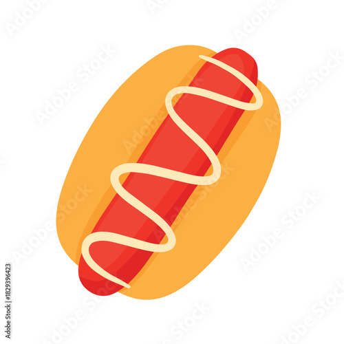 Hot Dog Fast Food Meal Simple Icon Clipart Cartoon Hand Drawing Vector Illustration