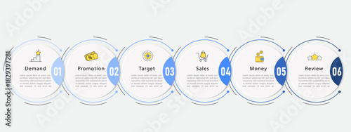 Infographic template. 6 Step timeline journey, Flat simple infographics design template. presentation graph. Business concept with numbers 6 options or steps vector illustration.