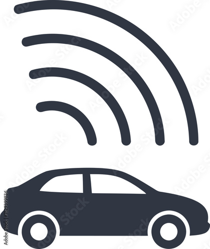 Smart car with wireless connectivity icon, symbolizing modern automotive technology, internet of things, and future transportation