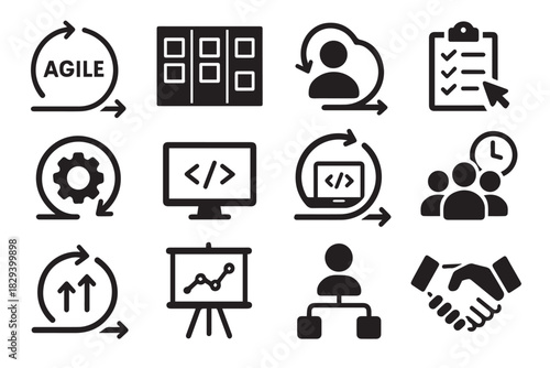 Project Workflow and Productivity Vector Icons