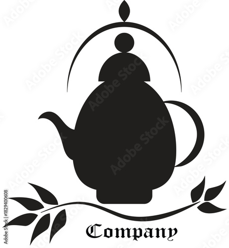 Elegant Vintage Teapot Logo Design with Floral Elements | Classic Tea House Branding Icon | Minimal Black Silhouette Kettle Emblem for Café, Restaurant, Organic Tea Store, Packaging, and Branding Use