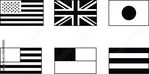 Illustrative Flags of Nations American, British, Japanese, and Others - A Diverse Collection of Country Symbols