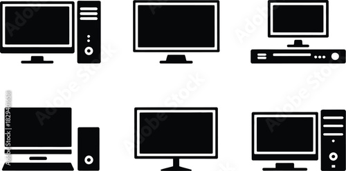 Minimalist Computer Display Icons A Collection of Modern Technology Graphics