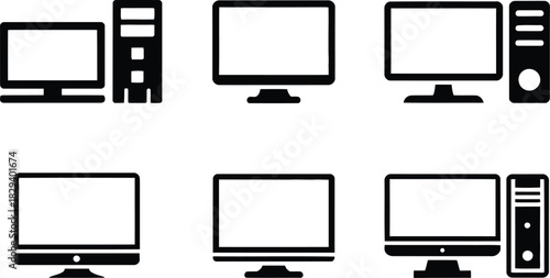 Various computer icons for digital representation and technology concepts