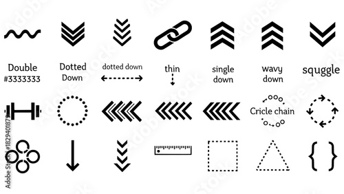 Icon set of arrows and diverse graphic elements