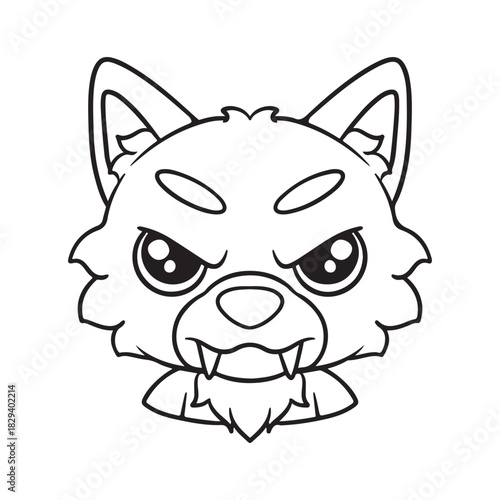 illustration art hand drawn line art cute wolf sticker design