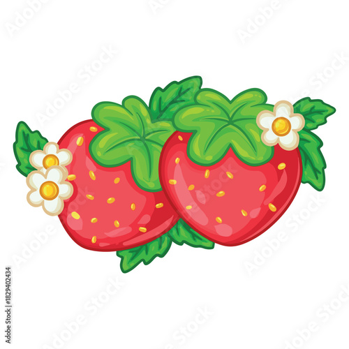 illustration art hand drawn cute strawberry sticker design
