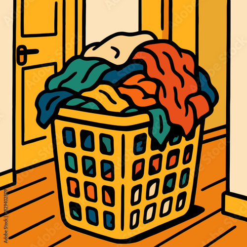 Laundry basket in hallway