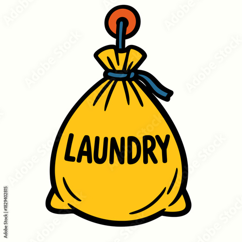 Laundry bag hanging on hook 