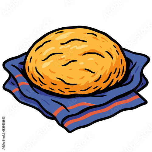 Kneaded dough resting on towel