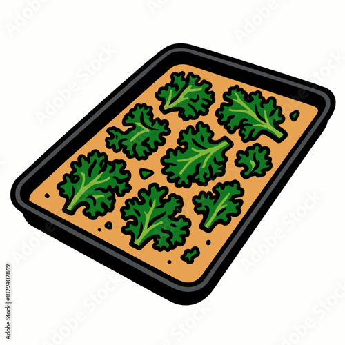 Kale chips on baking sheet