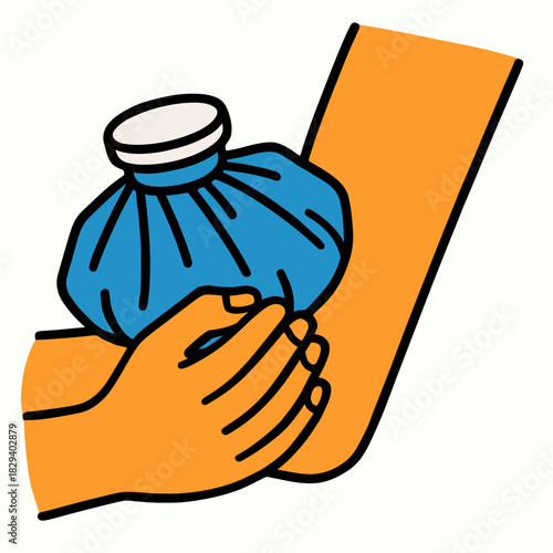 Ice pack held against elbow
