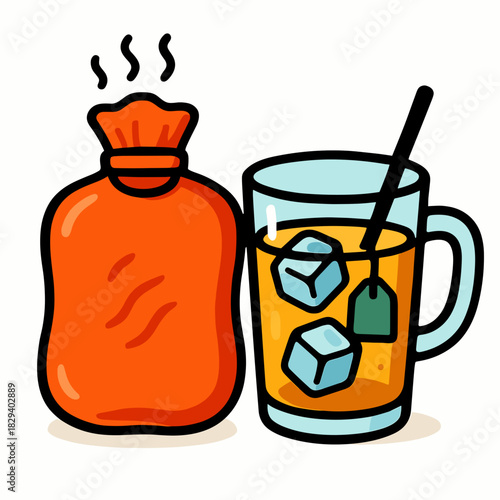 Hot compress beside cold tea