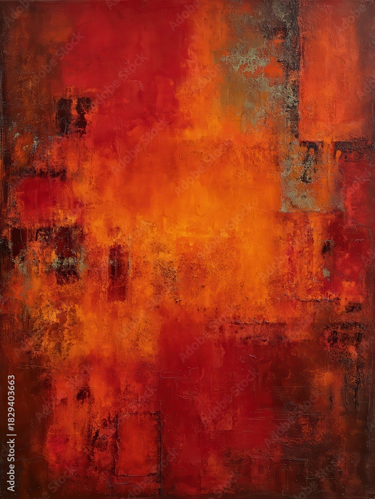 Obraz premium abstract painting showing textures and shades of orange and red color palettes art