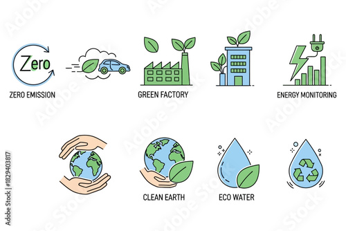Renewable Energy & Sustainability Icon Set v6