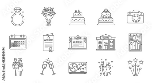 Wedding Icons Collection Vector Graphics - A Visual Guide to Marriage Celebrations