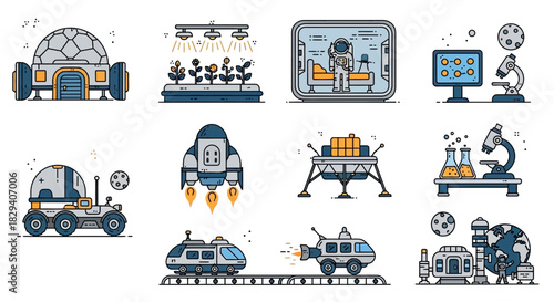 Foto Space Exploration and Colonization Icons