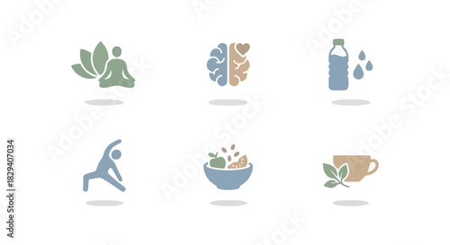 Health and wellness icons set