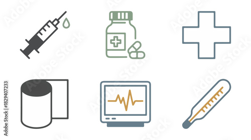Medical icons set healthcare medicine and treatment symbols