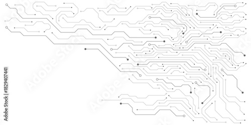 Computer communication cybernetic element. Circuit board vector illustration. High-tech technology background texture.