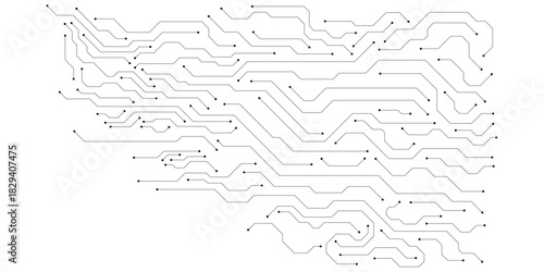 Computer communication cybernetic element. Circuit board vector illustration. High-tech technology background texture.