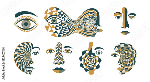 Abstract Geometric Faces and Eyes Collection