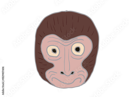 Illustration of a monkey face mask from traditional Japanese performing arts