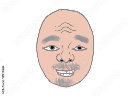 Illustration of a male mask from ancient Japanese traditional performing arts