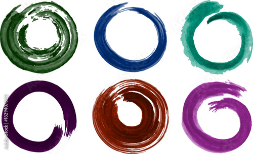 6 vector brush strokes in the shape of a circle
