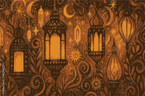  Boho Lantern Festival Abstract – Colorful Glowing Lanterns in Dreamy Nightscape