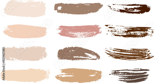 12 vector brush strokes in nude tones