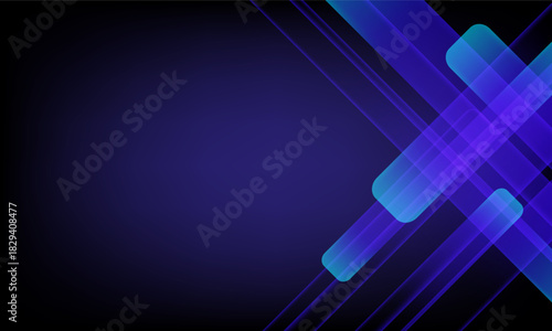 Vector Abstract, science, futuristic, energy technology concept. Digital image of light rays, blue light, speed and motion over dark blue background