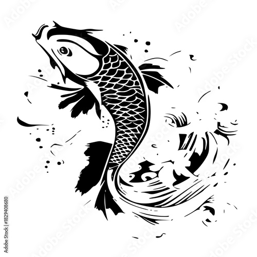 vector illustration of a goldfish , vector illustration of fish
