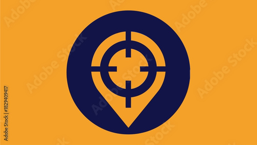 Target map pin with crosshair scope on orange BG