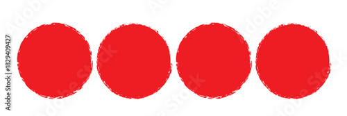 Grunge circles brush set. red circle frames. Round line of red paint. Grunge round shapes. Circular ink brush stroke pro design elements. Vector illustration. 