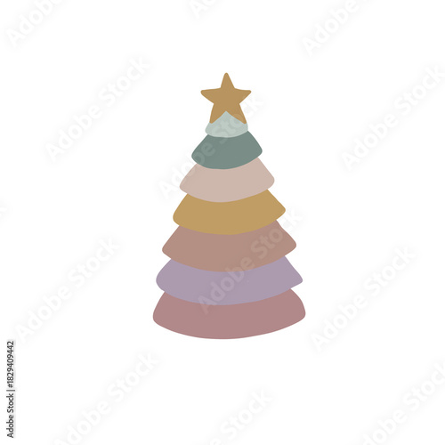 Minimal Pastel Christmas Elements | Hand-Drawn Cute Holiday Clipart Set
