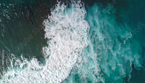 Fototapeta Naklejka Na Ścianę i Meble -  Aerial ocean wave water texture sea surface nature seascape