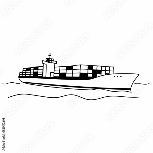 Cargo Ship Vector Illustration
