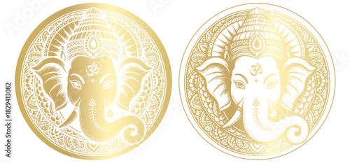 Ganesha Vector Illustration, Lord Ganesha Line Art, Minimalist Ganesha Vector, Hindu God Ganesha Artwork, Sacred Ganesha Vector Design, Elegant Ganesha Outline, Traditional Ganesha Vector.