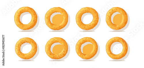 Circular baked food items with shadow on a dark background