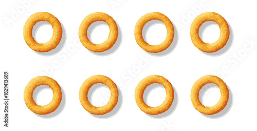 Freshly baked golden bagels isolated on white background