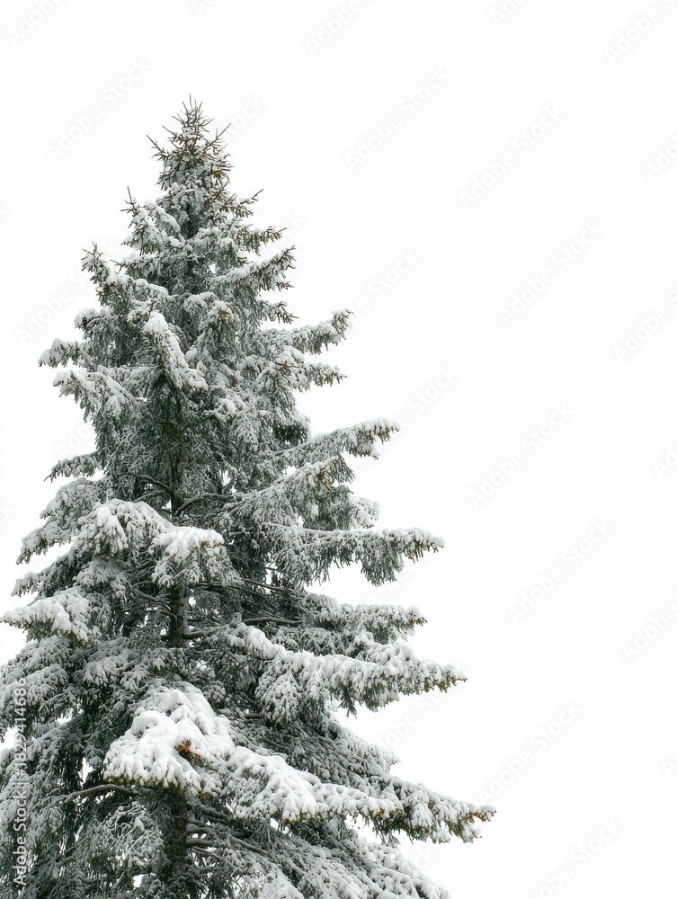 Fototapeta premium snow covered trees fir branch isolated on white background christmas tree no logos no brands ar 34