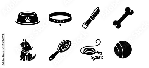 Abstract illustration of animal related shapes in monochrome style