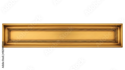 Ornate gold frame with rectangular shape and intricate details against a black background for design and creative projects