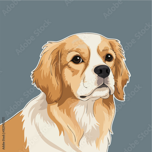 Cute Dog Vector Illustration Portrait on Solid Background