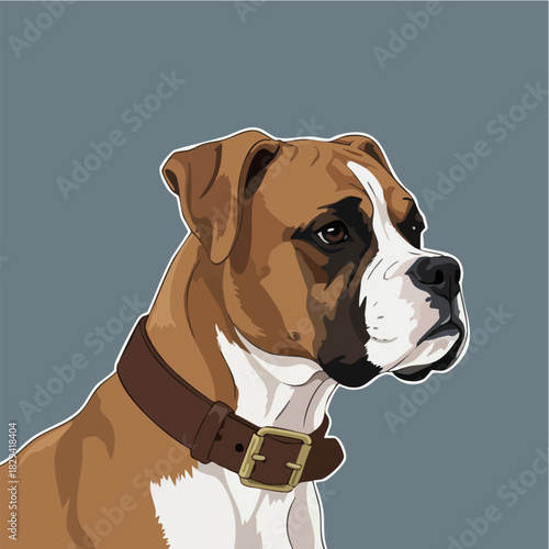 Professional Illustrated Boxer Dog Head Profile Sticker